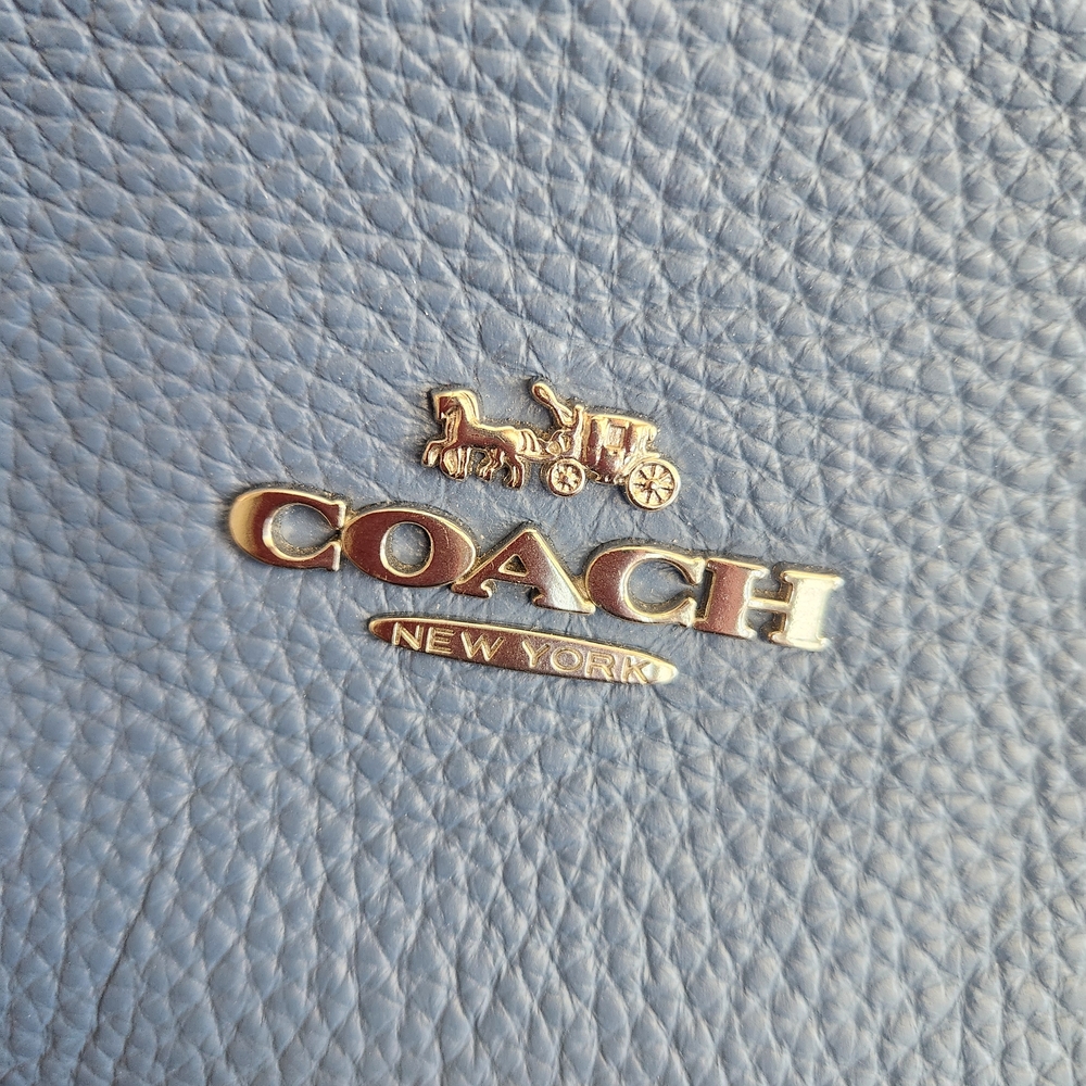 COACH Kacey Satchel Pebbled Leather Sky Blue - Picture 2 of 13